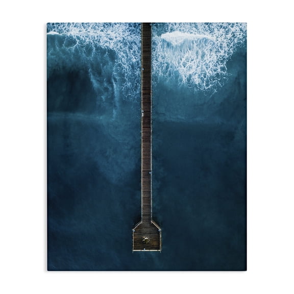 Stupell Industries Coastal Aerial Long Wharf Beach Canvas Art, 16 x 20, by Seven Trees Design
