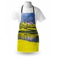 thumbnail image 3 of Yellow Flower Apron Rural Spring Scenery in Northern Shaanxi China Blossoming Farmland, Unisex Kitchen Bib Apron with Adjustable Neck for Cooking Baking Gardening, Yellow Hunter Green, by Ambesonne, 3 of 3