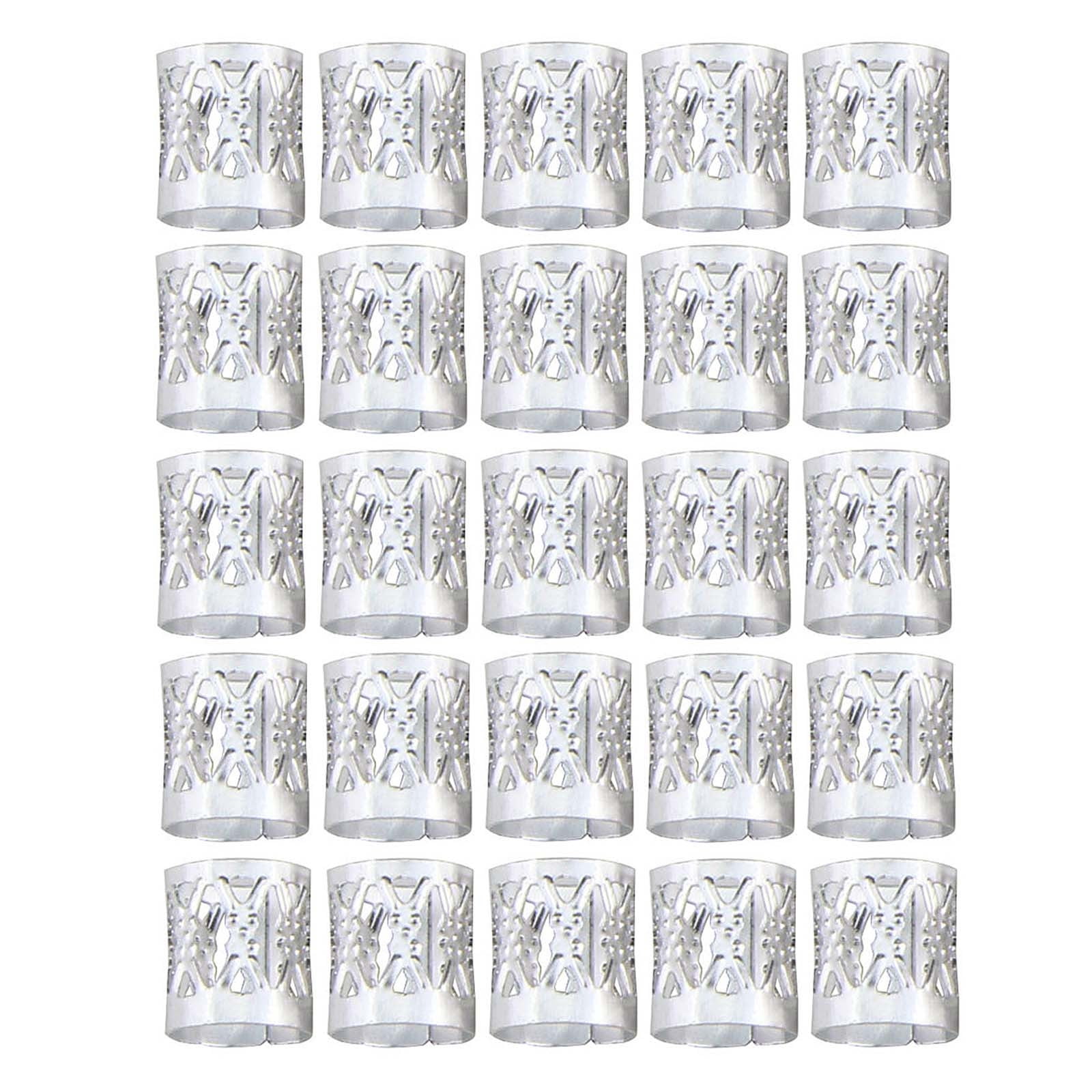 LUFFLOK 31 Pièces Bijoux Cheveux Tresse Doré, Dreadlocks Perle Métal Pinces à Cheveux En Spirale Bijoux, Accessoires Cheveux Réglable Vikings Spiral Coils Pour Hommes Femmes (Argent