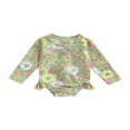 thumbnail image 1 of QJUHUNG Kid Baby Girls One Piece Swimsuit Long Sleeve Zipper Swimwear Ruffle Rashguard Bathing Suits Beachwear, 1 of 6