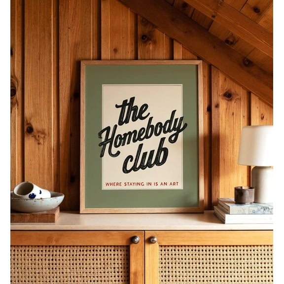 The Homebody Club Print, Cozy Wall Art For Introverts Home Decor #2787, Unframed Poster Size 8x12