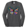 thumbnail image 2 of Wild Bobby, Colorful Butterfly Oh Butterfly On Whispering Wings Animal Lover Mens Long Sleeve Shirt, Heather Black, X-Large, 2 of 3