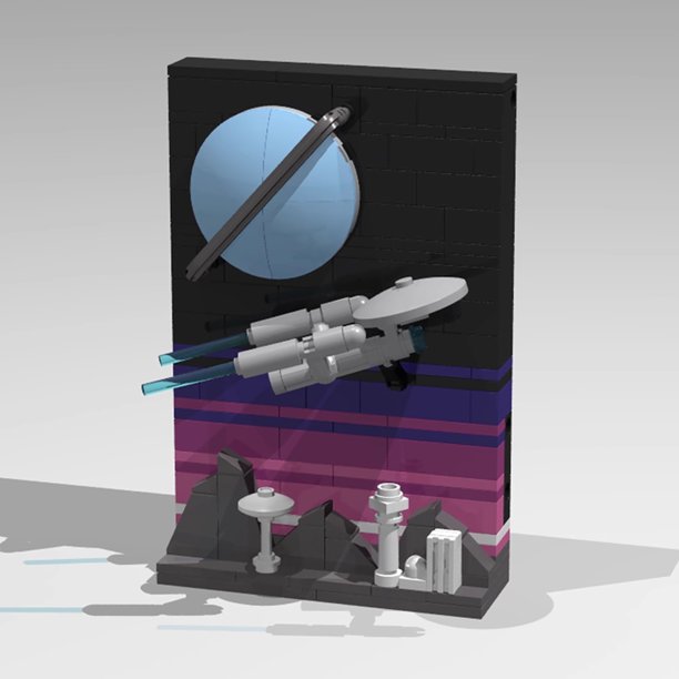 Space Age MOC Building Blocks Creative Stories Last Frontier Scenario Ornament Puzzle, for Adults Gift for Engineer