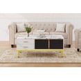 thumbnail image 3 of Modern Coffee Table with Large Storage – 4 Drawers & 2 Glass-Front Cabinets, Fluted Panel Faux Marble Design, Gold Metal Legs, Rectangular Centerpiece for Living Room, White Body & Marble Tabletop, 3 of 8