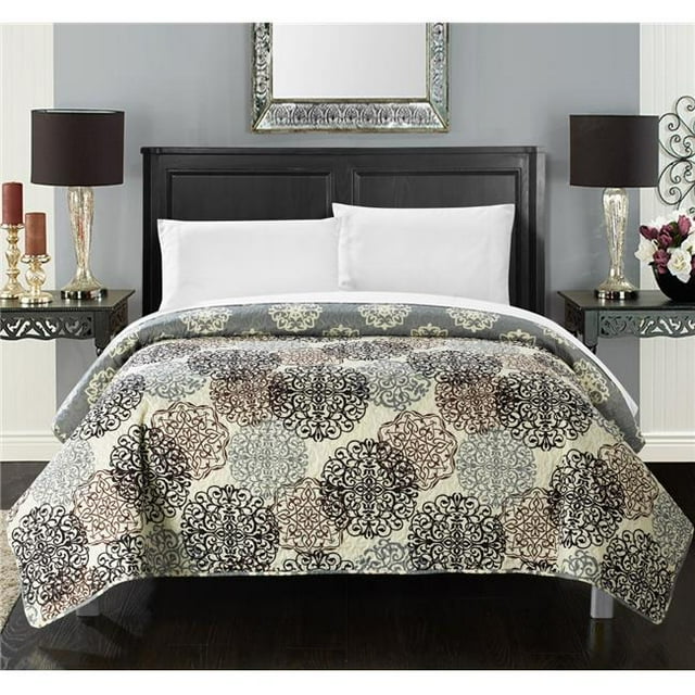 Chic Home QS2700-US Neville Boho Inspired Reversible Print Quilt Set - Beige - Twin