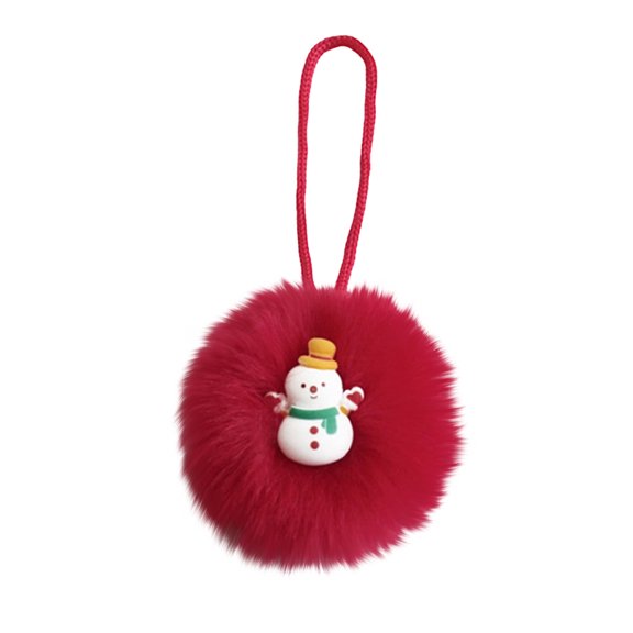 WWG Christmas Tree Ornaments, Festive Hanging Decorations with Resin Santa Claus, Snowman, Mini Tree and Cake Patterns, Soft Faux Polyester Ball with Hanging Cord, for Christmas Tree, Wreath
