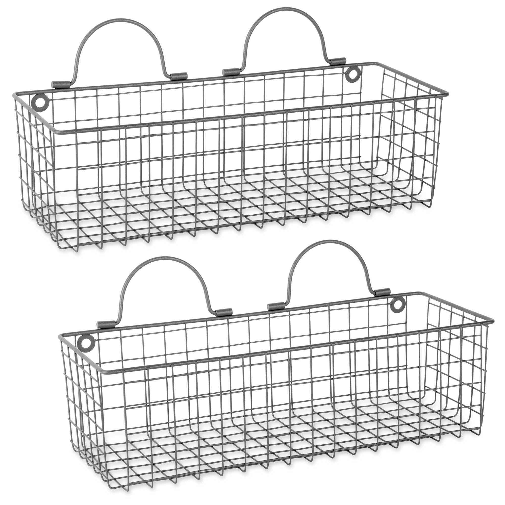 DII Z02022 Vintage Wire Wall Basket, Set of 2 Medium, Gray - Walmart ...