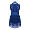 thumbnail image 3 of Moggemol Robe de Danse Latine pour Filles avec Franges en Mesh et Strass, Salsa Jazz Samba Tango Rumba, Bleu Royal 16, 3 of 6
