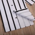 thumbnail image 3 of Seyurigaoka Girls Long Sleeve Dress, Button Stripe Shirt Turn-down Collar Dress, 3 of 6