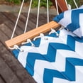 thumbnail image 2 of Lazy Daze Hammocks Quilted Fabric Hammock Hardwood Spreader Bar Poly Pillow, 55" Double Size, Blue Chevron Stripe, 2 of 7