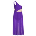 thumbnail image 5 of YiZYiF Girls Solid Color Lyrical Dance Costume Sleeveless Shiny Rhinestone Mesh Modern Dancing Dress Diamond Purple 12, 5 of 6