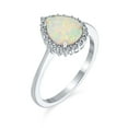 thumbnail image 2 of Bling Jewelry Womens Halo Pear Shape Teardrop 3CTW Created White Opal Engagement Ring Sterling Silver, 2 of 5