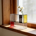 thumbnail image 3 of Mondrian Style Acrylic Clear Vase, Thickened Shatterproof Transparent Red Yellow Blue Panels, Modern Minimalist Decor, Ideal Mother's Day Gift for Mom for Home Room Tabletop Shelf Display, 3 of 5