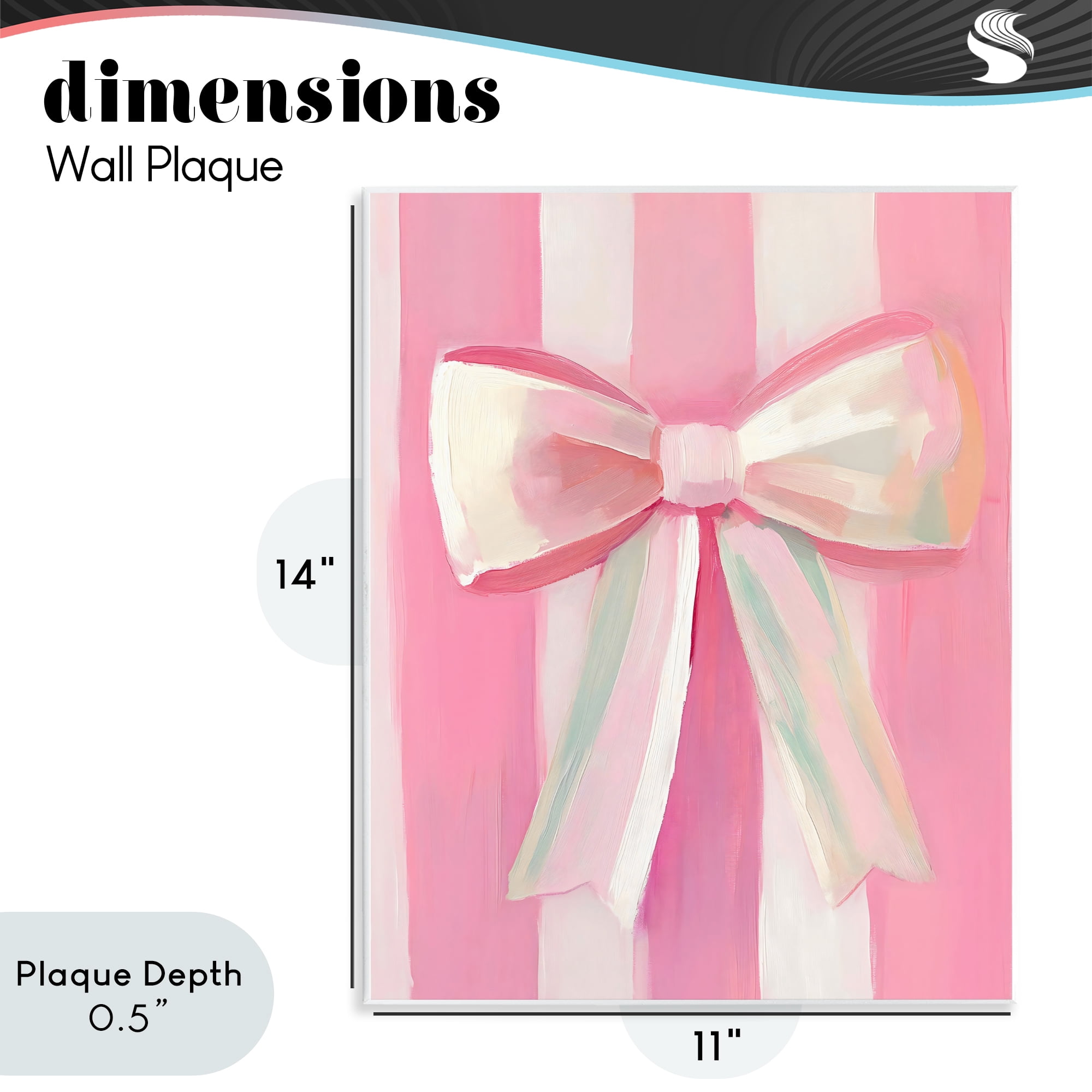 Stupell Industries Preppy Pink Bow on Stripes Wall Plaque Art, design by The Prints Vibe
