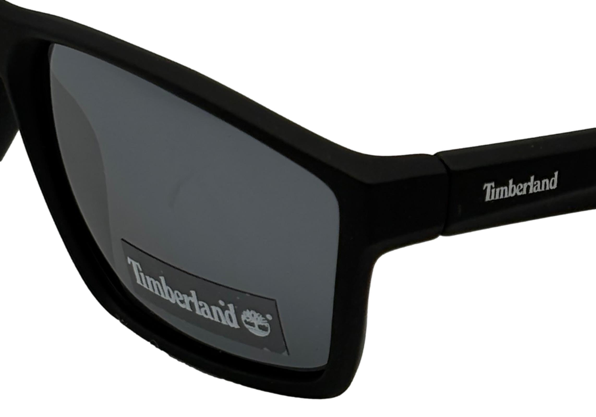 Timberland Matte Black Plastic Men's Rectangle Sunglasses, Matte Black