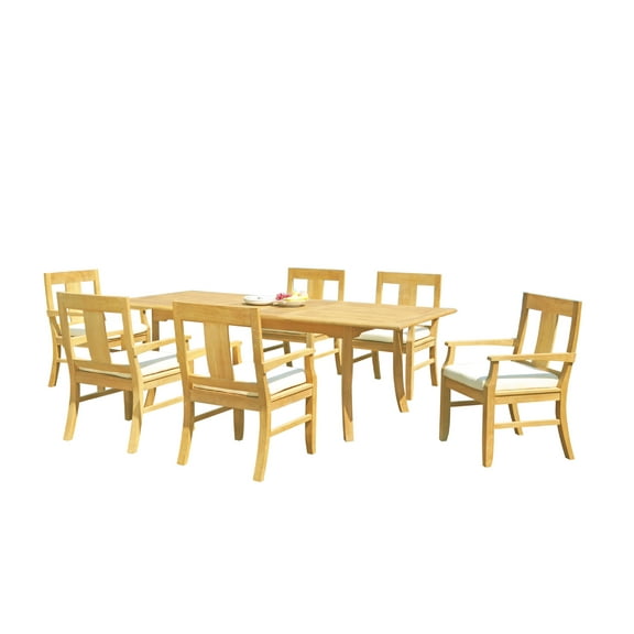 Teak Dining Set:6 Seater 7 Pc - 94" Rectangle Table And 6 Osborne Arm Chairs Outdoor Patio Grade-A Teak Wood WholesaleTeak #WMDSOS6