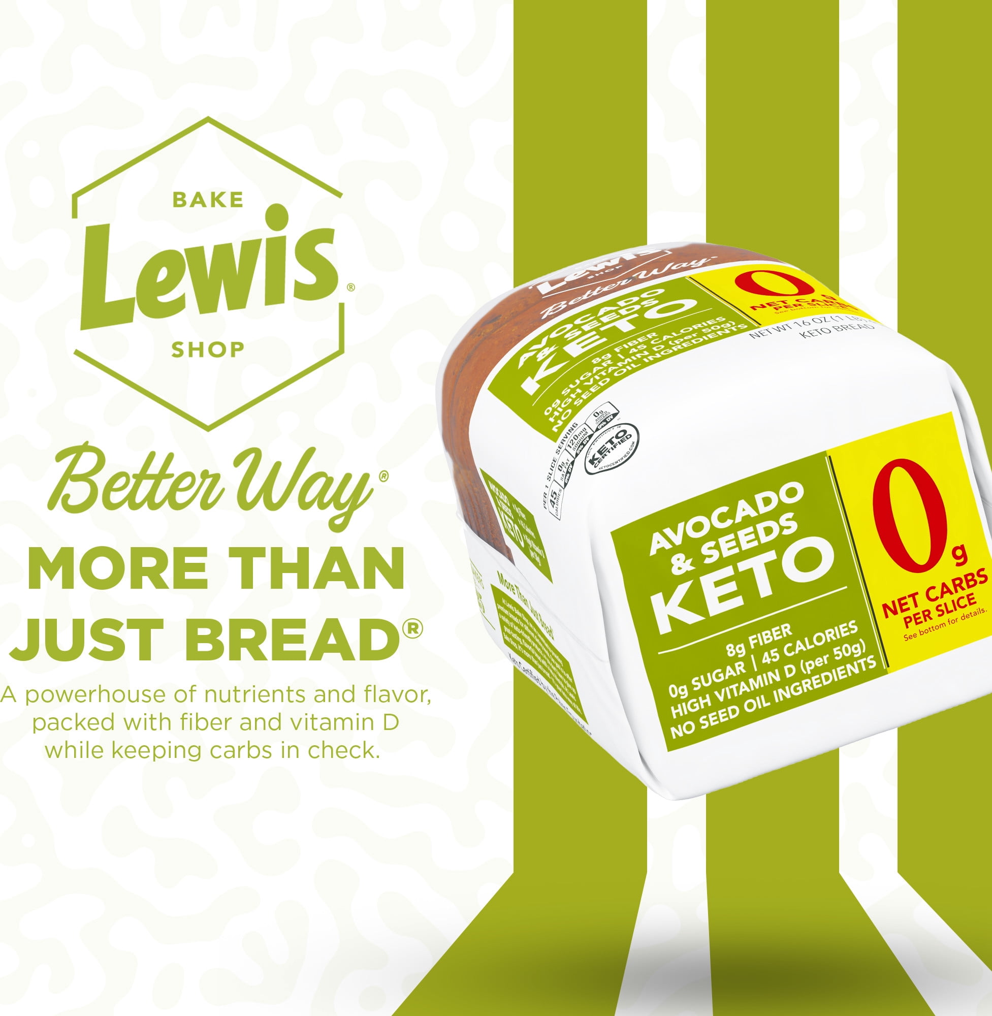 Lewis Bake Shop Better Way Avocado & Seeds Keto Bread, 16 oz