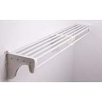 EZ Shelf - Closet Shelf with Hanging Rod - 30” to 50" Expandable, White, Closet Shelves – Strong, Holds 200 lbs – Easy Install – Backwall (Floating) with 2 End Brackets, Alternative to Wire Shelving