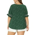 thumbnail image 4 of Unique Bargains Women's Plus Size Summer Outfits Pin Dots Floral Fashion Blouses, 4 of 7