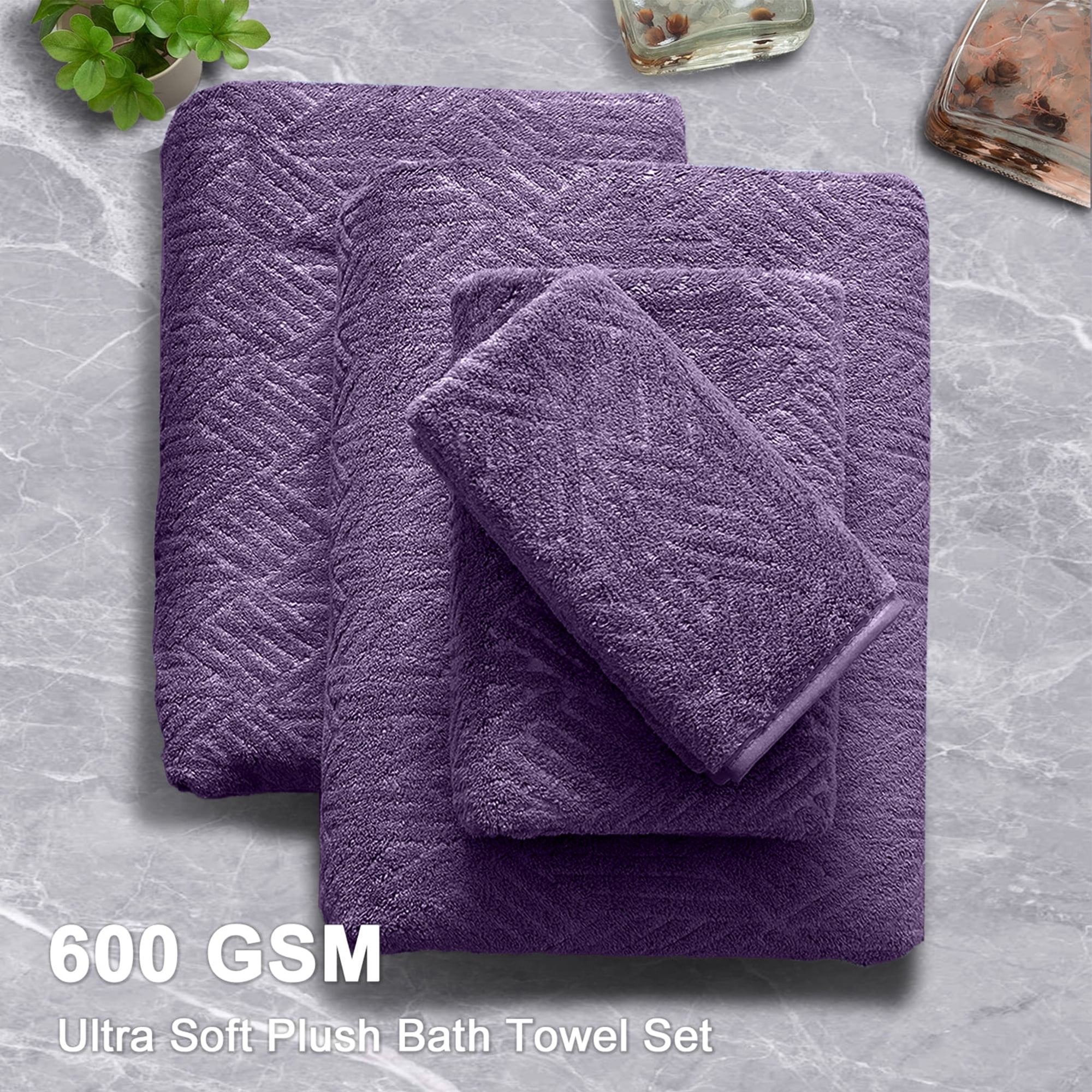 Green Essen 4 Pack Oversized Bath Towel Sets 35"x 70"Highly Absorbent Quick Dry Bath Sheets 600 GSM Extra Large Bath Towels Clearance Soft Shower Towels for Bathroom Spa Hotel Gym Pet(Dark Purple)