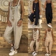 thumbnail image 4 of Combinaison Décontractée pour Femmes en Lin et Coton Ample Salopette Short Pantalon Salopette, 4 of 5