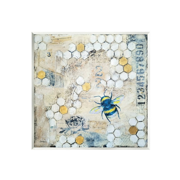 Stupell Industries Urban Beehive Pattern Bug Collage Graphic Art Unframed Art Print Wall Art, Design by Britt Hallowell