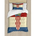 thumbnail image 1 of Croatia Duvet Cover Set Twin Size, Vintage Look Grunge Effect Image of National Flag of Country, Decorative 2 Piece Bedding Set with 1 Pillow Sham, Vermilion Beige and Dark Violet, by Ambesonne, 1 of 3