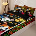 thumbnail image 3 of Manfei Cartoon Cat Zipper Full Size Comforter Sets with Fitted Sheet and 2 Pillowcases, Watercolor Love Heart Zipper Bedding Set, Dark Green, Black Reversible, 4pcs, 3 of 7