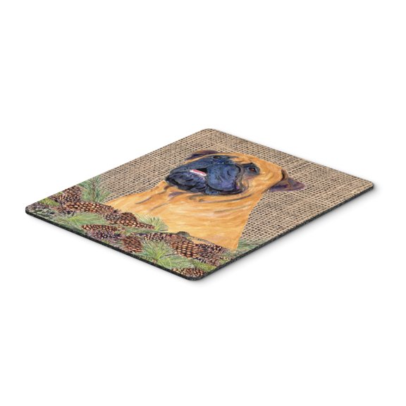 Carolines Treasures SS4062MP "Bullmastiff on Faux Burlap with Pine Cones Mouse Pad Hot Pad or Trivet" Large multicolor