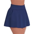 thumbnail image 2 of Only Moment Tennis Skirts for Women with Shorts Polyester,Spandex Yoga Shorts Basic Versatile Stretchy Flared Pleated Skater Mini Skirts Golf Skorts for Wowomen with Pockets Dark Blue,XL, 2 of 5