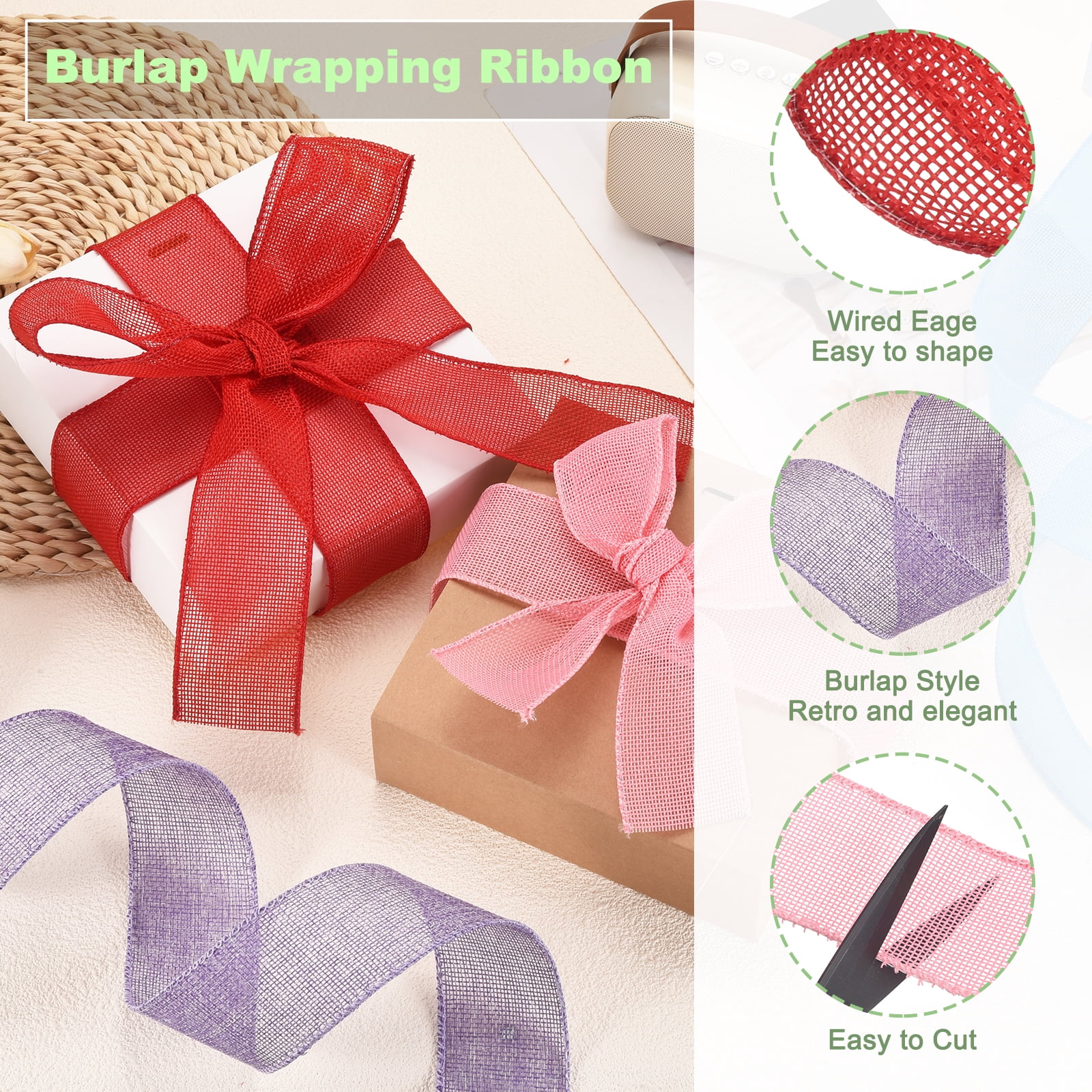 Uxcell Burlap Wired Ribbon, (2-1/2 Inch, 20 Yard, Navy Blue), Wired Edge Ribbon