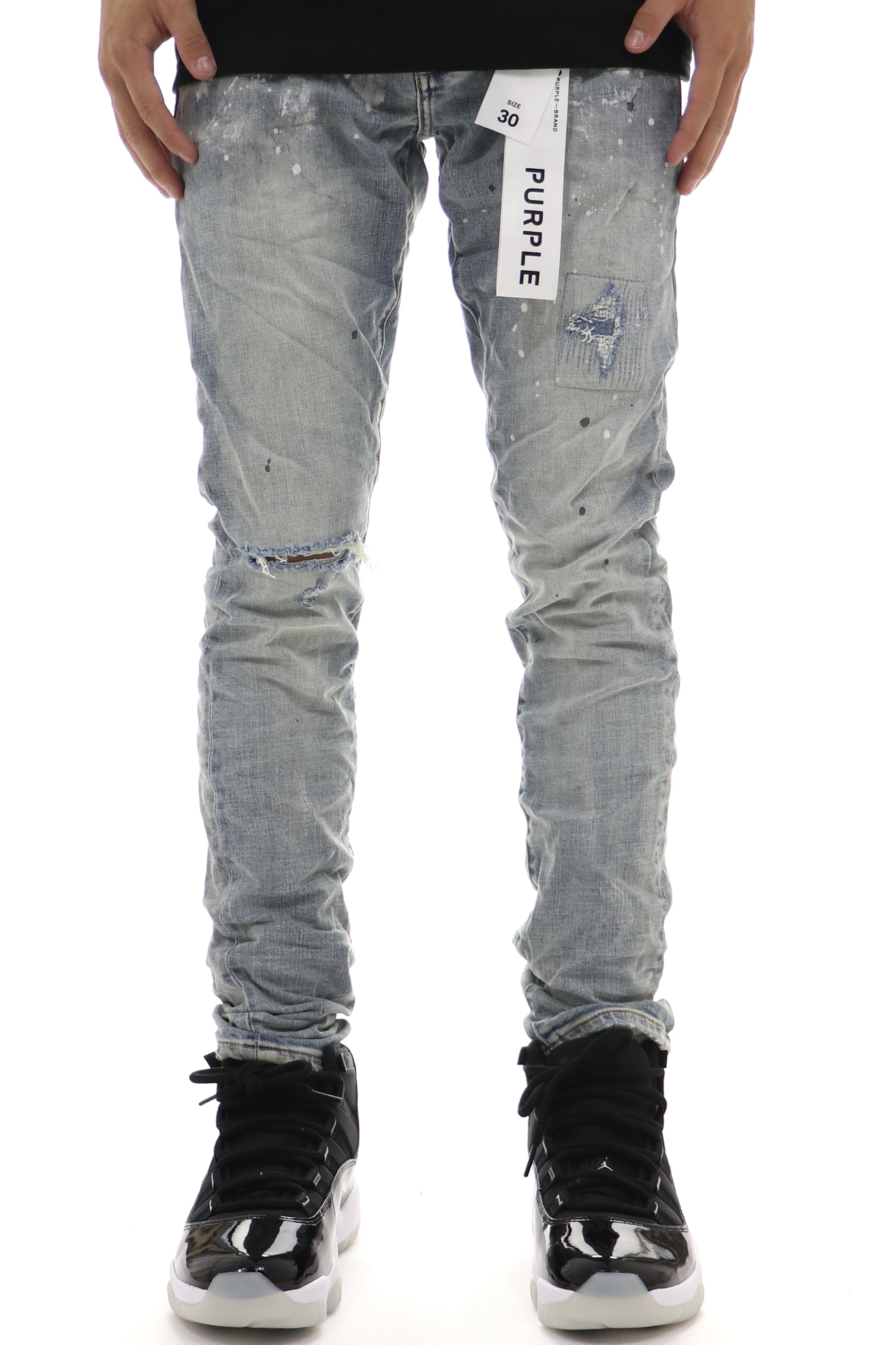 Purple Light Indigo Paint Blowout Denim 