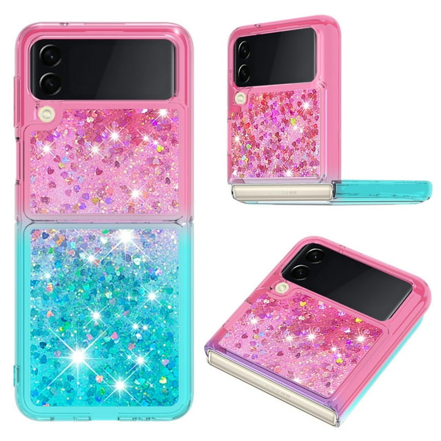 Funda para Samsung Galaxy Z Flip 4 5G GANGXUN Transparente con Brillos Antigolpes