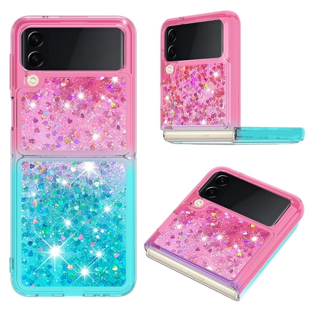 Funda para Samsung Galaxy Z Flip 4 5G GANGXUN Transparente con Brillos Antigolpes