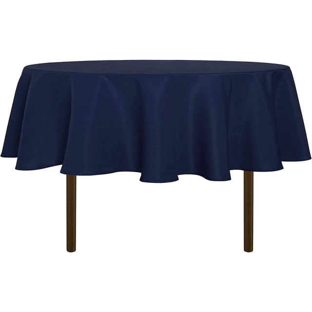 LAICAIW Nappe Ronde - 60 Pouces - Résistante à l'Eau, Anti-Déversement, Lavable, Nappe en Polyester, Tissu Décoratif, Housse de Table pour Table à Manger, Buffets, Fêtes et Camping, Bleu Marine