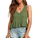 thumbnail image 1 of Camiseta sin mangas estilo babydoll con escote en V, dobladillo con volantes y peplum para mujer, 1 of 5