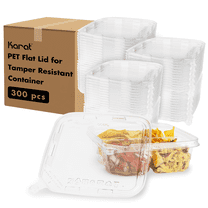 Karat PET Flat Lid for Tamper Resistant Square Container - 300 pcs