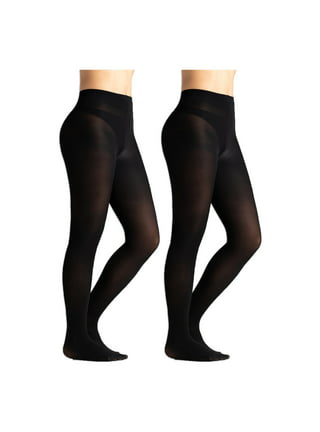 EMEM Apparel Women's Ladies Plus Size Queen Opaque Footed Tights Fashion Hosiery  Stockings Black 1X 