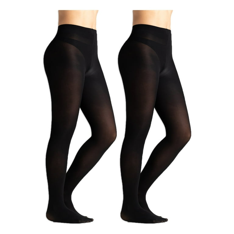 On The Go Women's Classic Opaque Black Footed Tights, 2 pair