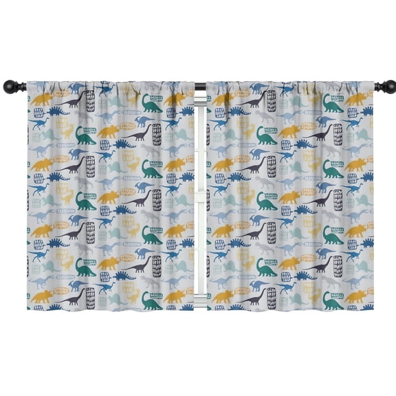 Blackout Kids Curtains,Colorful Cartoon Dinosaurs with Mixed Elements Pattern Childrens Insulated Curtains Set Of 2,Bedroom Essentials,Toddler Room Decor 42"x54"