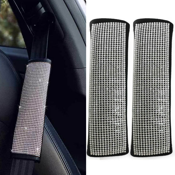 2x Crystal Car Seat Belt Silver Bling Shoulder Pad Interior Cushion Cover Safety Com - How To Make Seat Belt Pad