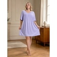 thumbnail image 5 of Homlouue Nightgowns for Women Plus Size,V-Neck Short Sleeve Sleepwear with Pockets,Soft Loose Fit House Dress Loungewear(3XL,Purple), 5 of 8