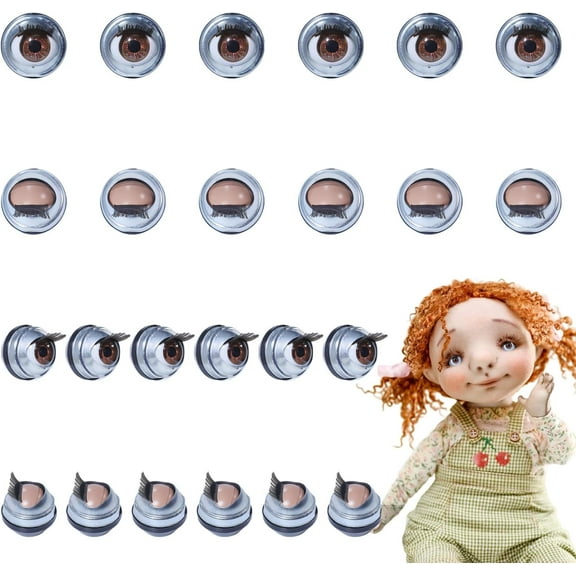 10 Pairs Iron & Plastic Blinkable Craft Eye for DIY Doll Toys Puppet Plush Animal Making Coconut Brown 16x13mm