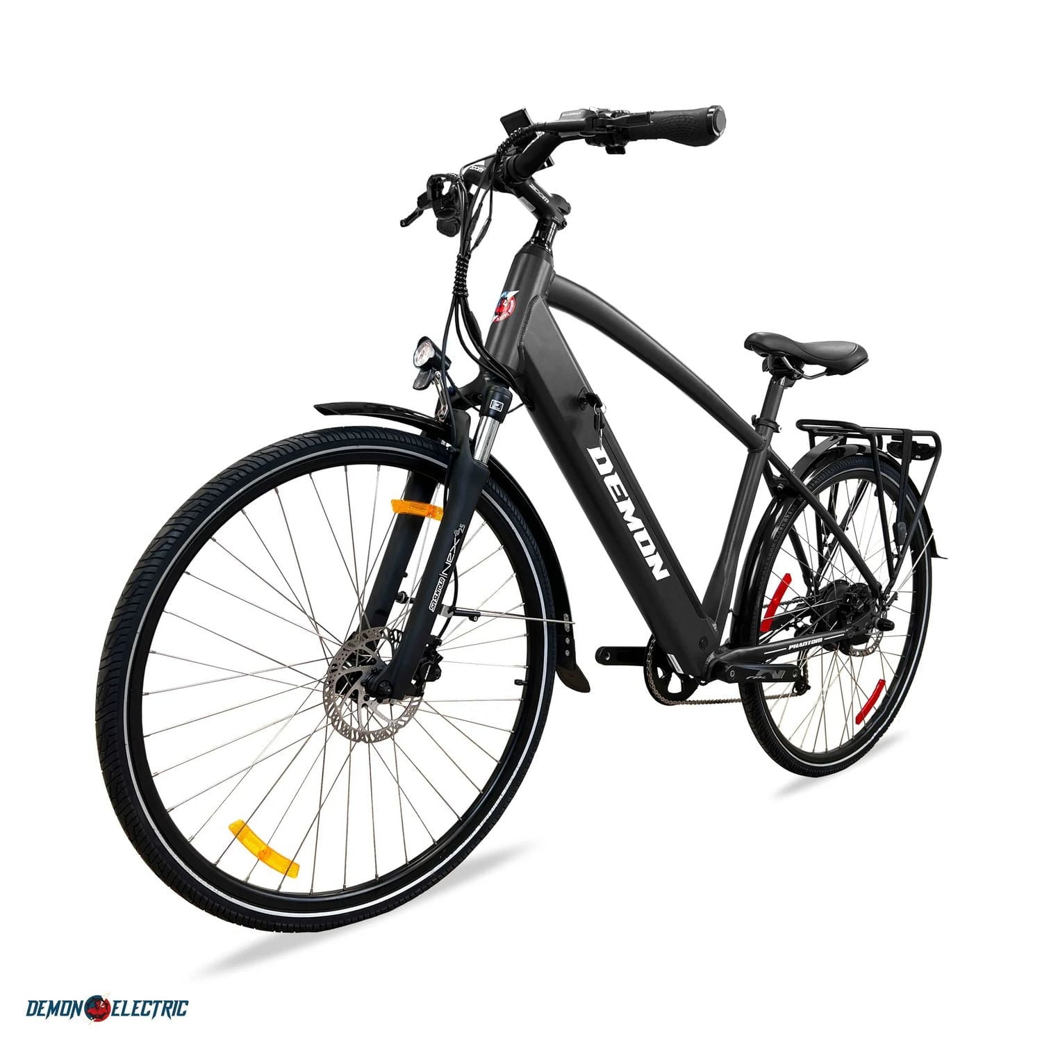 Demon Electric 27.5" Electric Bike, 350W 48V Motor Commuter eBike for Adults, 32 km/h Electric Bicycle, Shimano 9-Speed City E-Bike, Black