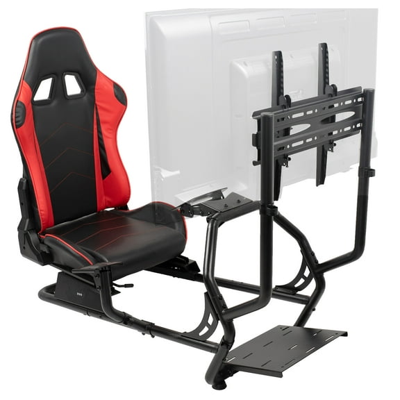 VIVO Racing Simulator Cockpit w/ Wheel Stand, Recline Seat, Gear Mount, TV Mount