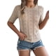 thumbnail image 1 of Blusa de Punto Acanalado con Cuello en V y Corta para Mujer Caqui M, 1 of 10