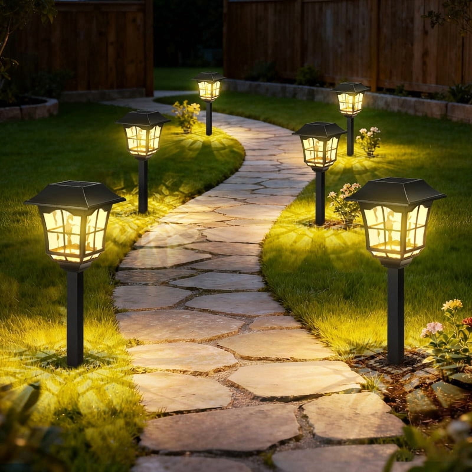 YULINKCO Solar Landscape Lights 8 Pack Waterproof Outdoor Pathway Light 3000K Warm White LED Solar Lawn Light Decor for Garden Patio Yard Driveway