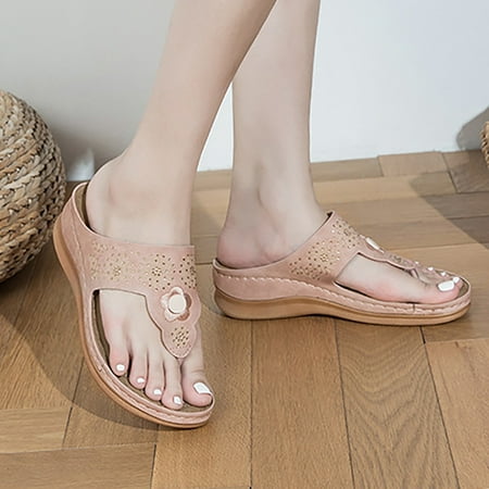 

NEGJ Fashion Women Summer Flowers Comfortable Wedges Shoes Beach Peep Toe Breathable Sandals
