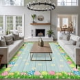 thumbnail image 3 of Large Area Rugs for Living Room Bedroom, Green Easter 6'x9' Rug Washable Carpet Runner Indoor Outdoor, Spring Floral Eggs Elegant Pastoral Wooden Non Slip Floor Mats Rug for Kitchen, Playroom, 3 of 8