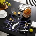 thumbnail image 3 of Blue Geometric Placemats Set of 4, Contemporary White Abstract Lines Black Placemats for Dining Table, Place Mats for Kitchen Tabletop, Waterproof Wipeable Dining Table Mats Set, 3 of 9